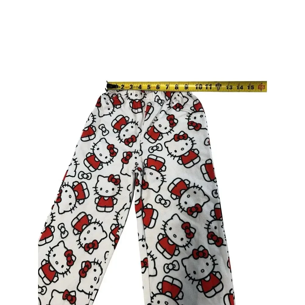 Hello Kitty by Sanrio Girls Size 6 Fleece Pajama Pants White Red All Over Print
